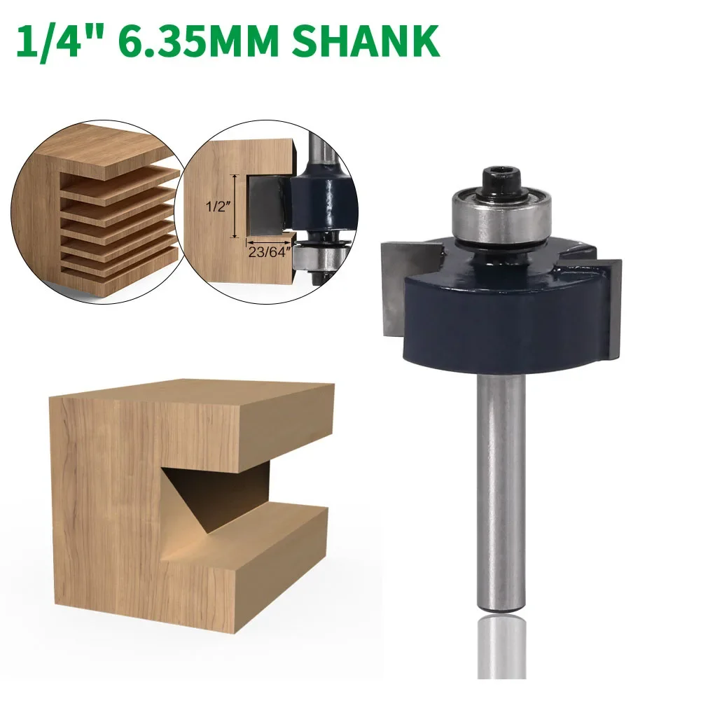 

1PC 1/4" 6.35MM Shank Milling Cutter Wood Carving T-Slot Milling Cutter T Type Bearing Rabbeting Bit Woodworking Tool Router Bit
