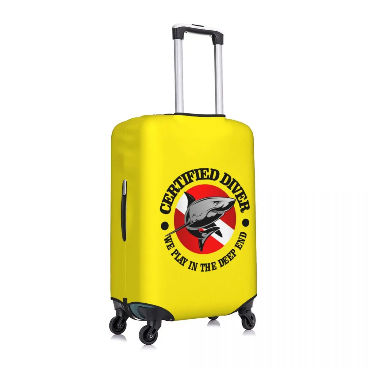 Custom Shark Certified Diver Suitcase Cover Dust Proof Scuba Diving Luggage Covers Protector for 18-32 inch 2