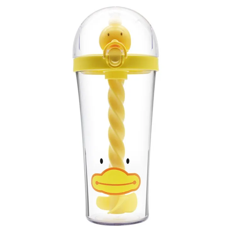 

UCHOME Yellow duck mixing cup creative animal pig cup cute pet straw plastic cup