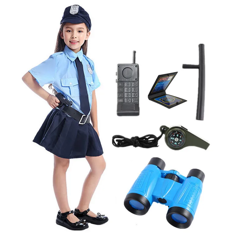 3-14Y Girls Halloween Cospaly Police Officer Costume Kids Child Cosplay Policeman Uniform Party Fancy Dress Birthday