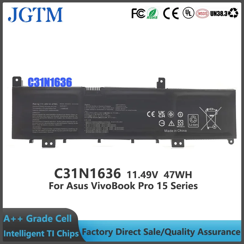 Сменный аккумулятор JGTM C31N1636 для ноутбука Asus VivoBook Pro 15 N580V N580VD N580VN N580GD NX580V NX580VD NX580GD X580V X580VD