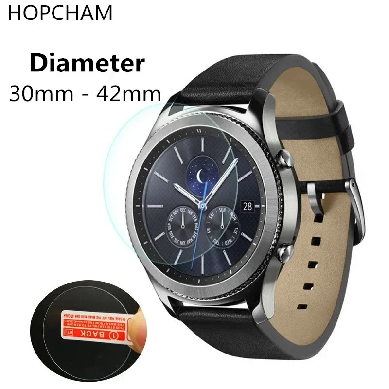 

For Diameter 23mm - 46mm Smart Watch Tempered Glass 9H 2.5D Premium Screen Protector Film 31 32 33 34 35 36 37 38 39 40 41 42 mm