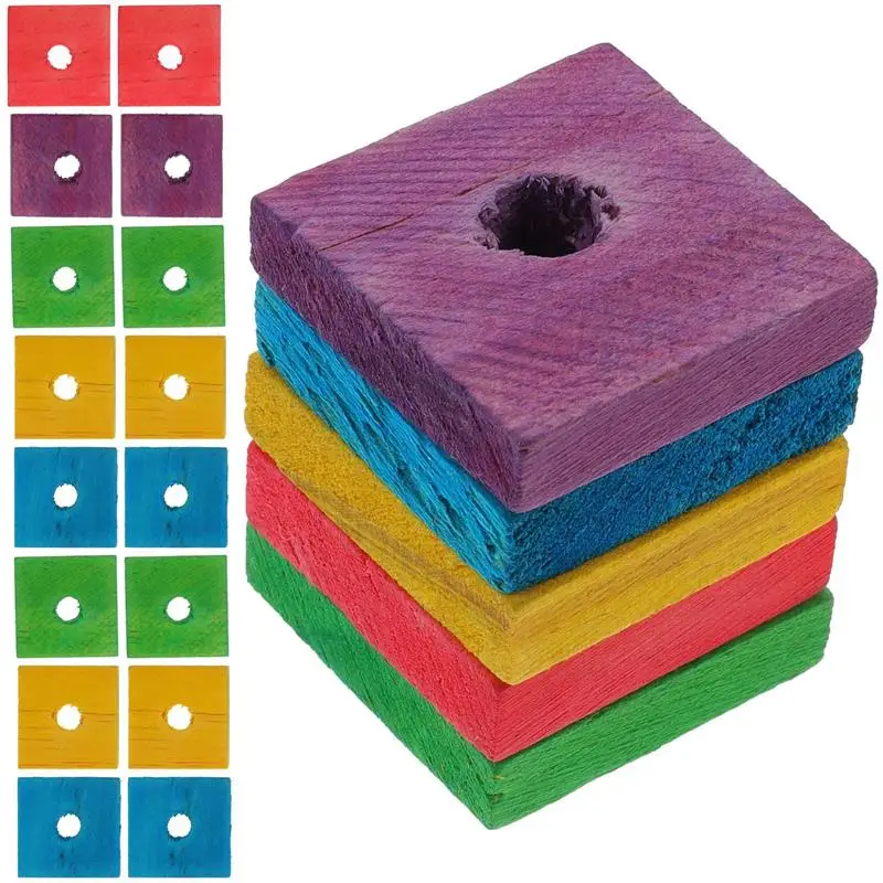 100 pcs Wood Pet Toy Bird Bite Toys Bird Chewing Toys Parrot Cage Bite Toy Parrot Cage Shredder ToyWooden Color Random