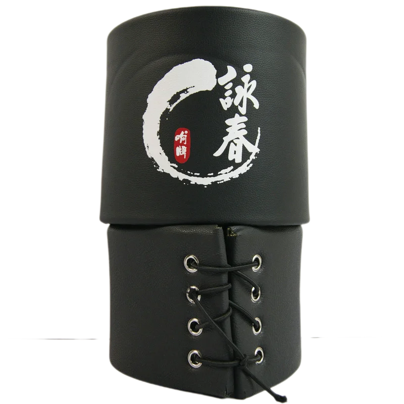 Wooden Dummy Pads Hands Exercise Equipment Elastic Band PU Leather Protective Pad Wing Chun Professional Martial Arts Durable