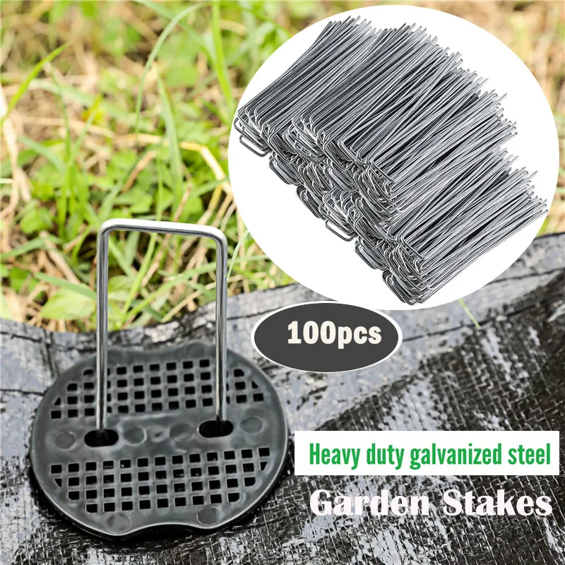 LandscapeStaples6inch11GaugeGardenStakesGalvanizedLawnStake