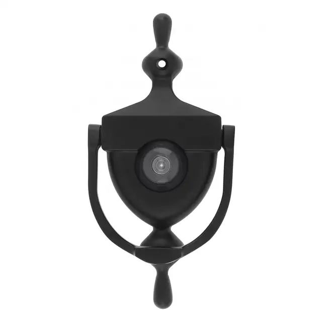 Zinc Alloy Door Knocker With Peephole - 6 Inch Double Crown Design, 180° View For Wood Doors