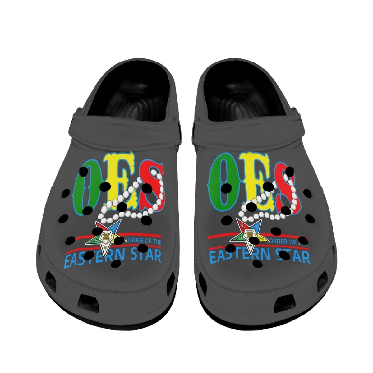 Women Hole Shoes OES Sistars Order Of Eastern Pattern Black Soft Sole Indoor Shower Slippers Non-Slip Summer Flat Sandals