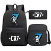 3-Piece Ronaldo Print Soccer Star School Backpack Set for Kids 3