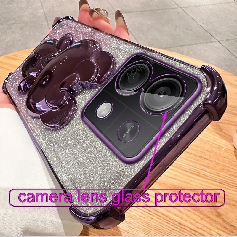 Rabbit Mirror Stand Four-Corner Anti-Shock Plating Phone Case