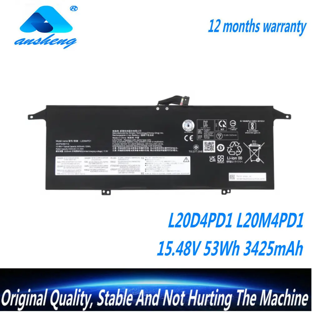 

Genuine L20M4PD1 SB11B65324 5B11B65325 Laptop Battery For Lenovo ThinkBook 13x ITG G1-20WJ Plus G2 L20D4PD1 5B11B65323