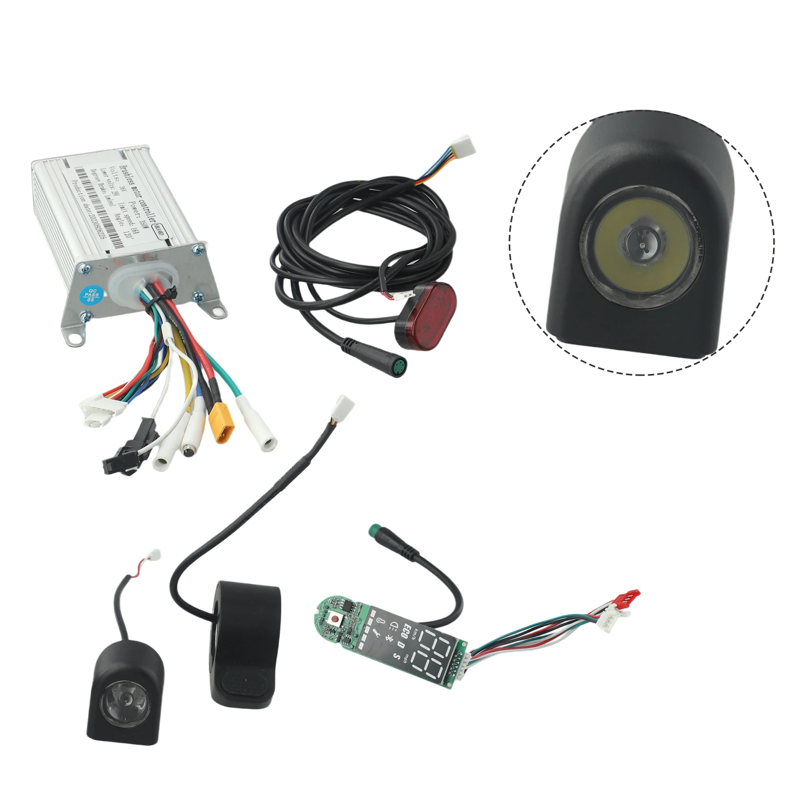 Electric Scooter Controller Dashboard Accelerator 36V 350W Headlight Taillight Handbrake All Set E-Scooter Replace Suit