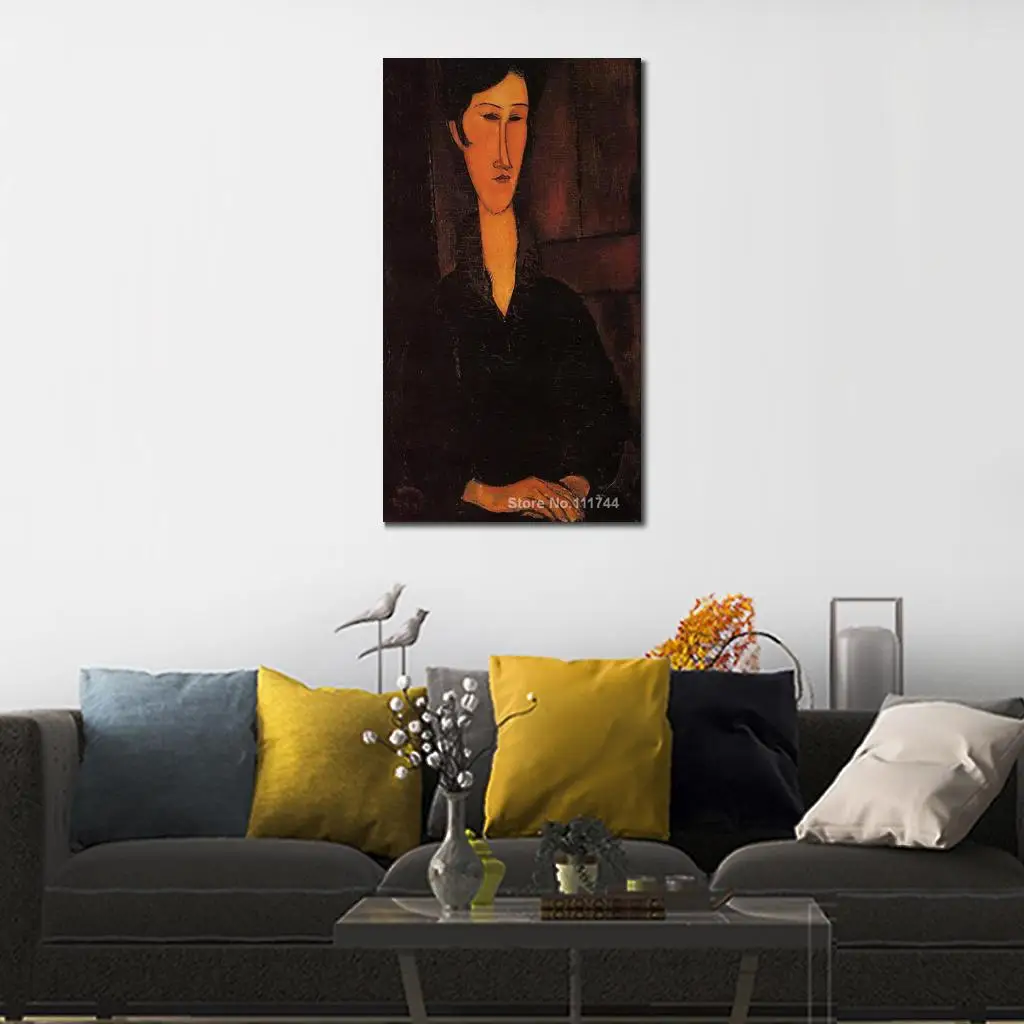 

Copy Paintings of Famous Artist Portrait of Madame Zborowska Amedeo Modigliani Artwork High Quality Handmade