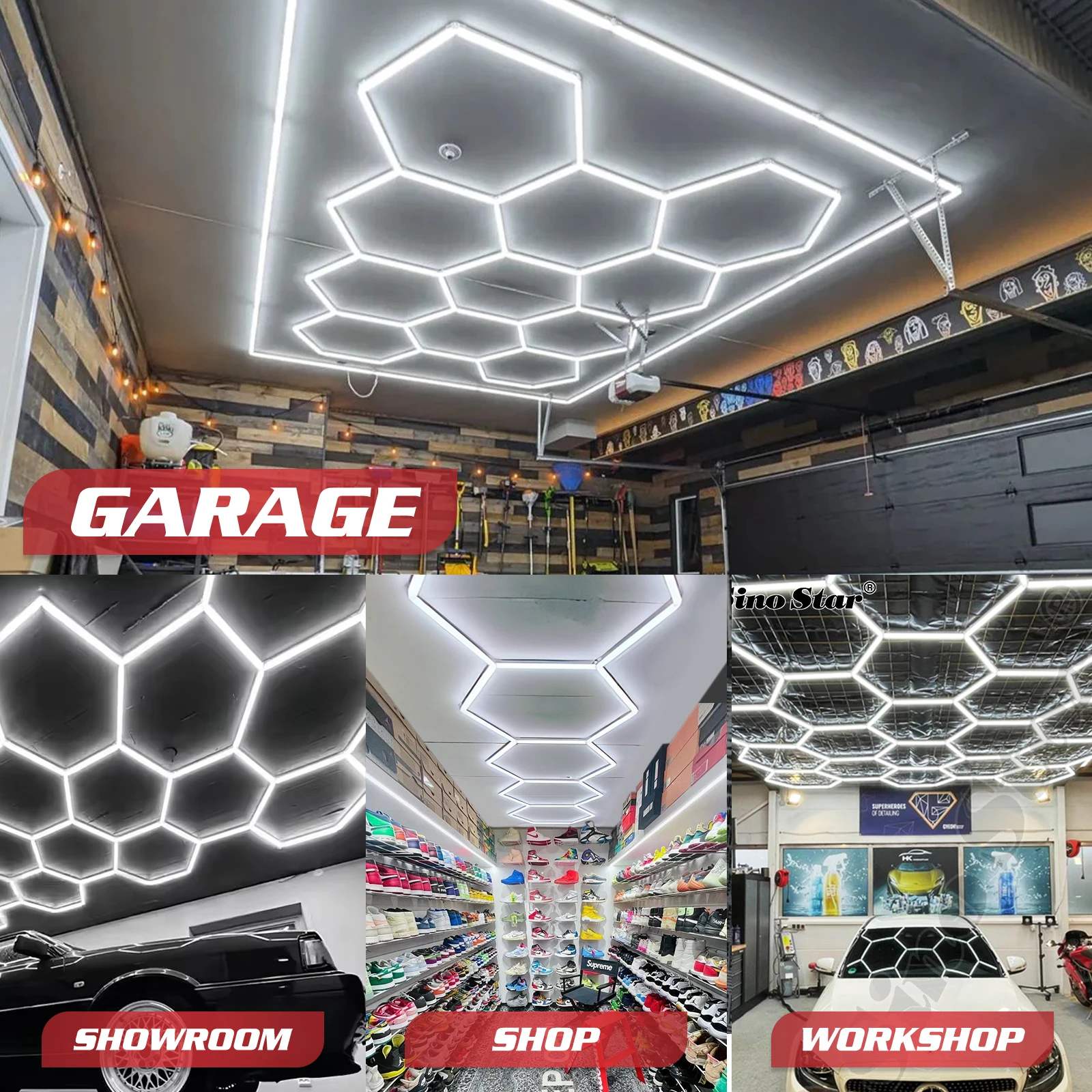 Car Detailing Shop Car Care Tools Can be Customized Hexagon Led Panel Light 2 Years Warranty images - 6