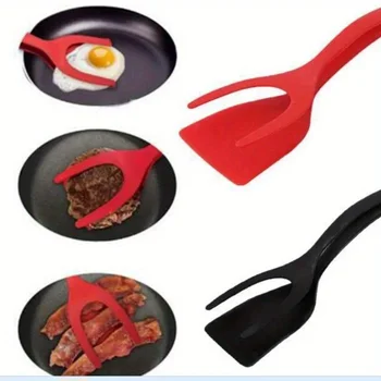 2 In 1 Shovel Clip Silicone Grip Flip Tongs Egg Steak Spatula Tongs Clamp Pancake Fried Turners Cooking Tool Kitchen Accessories