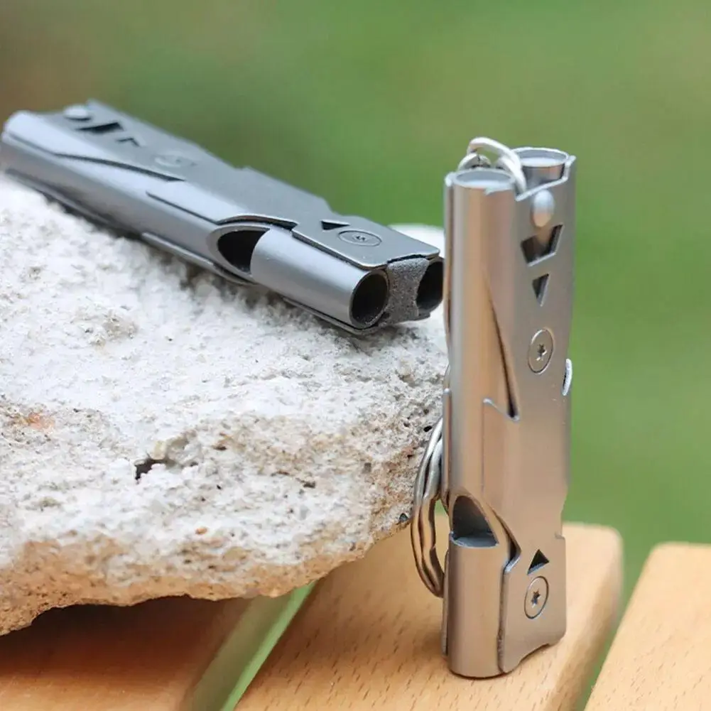 Outdoor EDC Survival Whistle High Decibel Double Pipe Alloy Tool Cheerleading Emergency Multi Keychain Whistle St A2S8 whistle keychain survival whistle