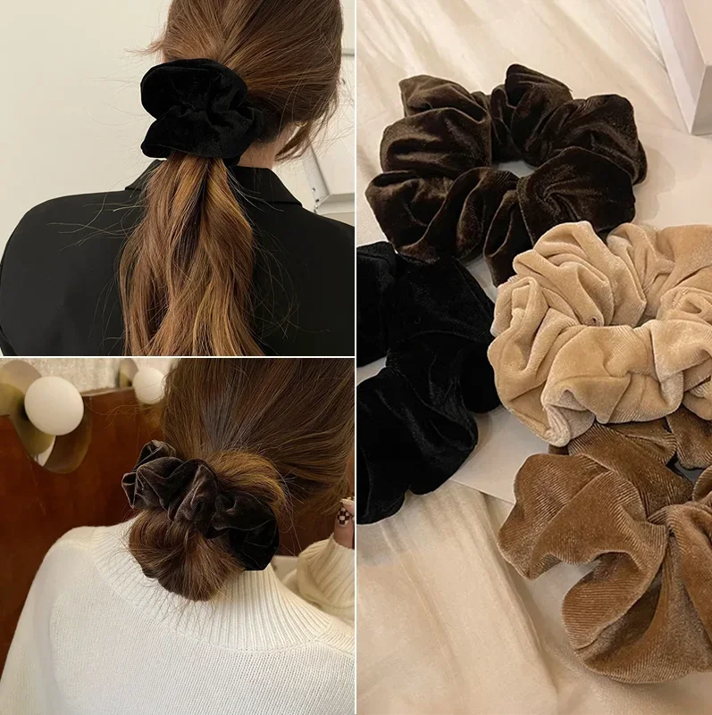 

Korean Fashion Simple Elastic Hair Bands Big Size Elegant Velvet Hair Rope Ties for Girls Headwear Women Hair Accessories