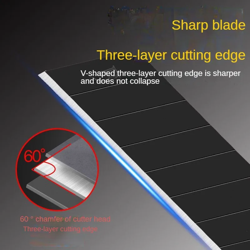 10pcs 18mm Utility Knife Blade Multifunctional Spare Blade SK5 Alloy Steel Cutter Black Edge Sharp Wallpaper Cutting Large Blade