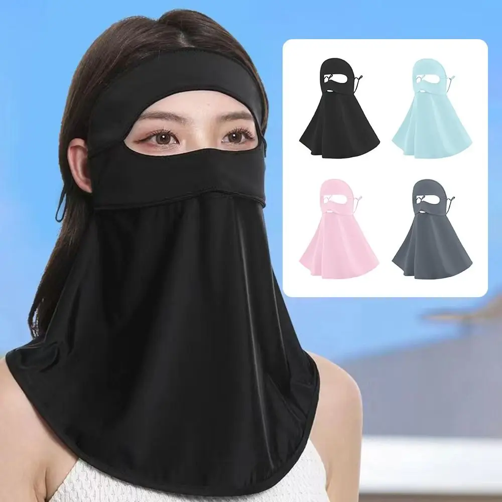Summer Breathable Mask for Woman Anti-UV UPF50+ Sun Protective Scarf Ice Silk Mask for Cycling Sunscreen Shawl