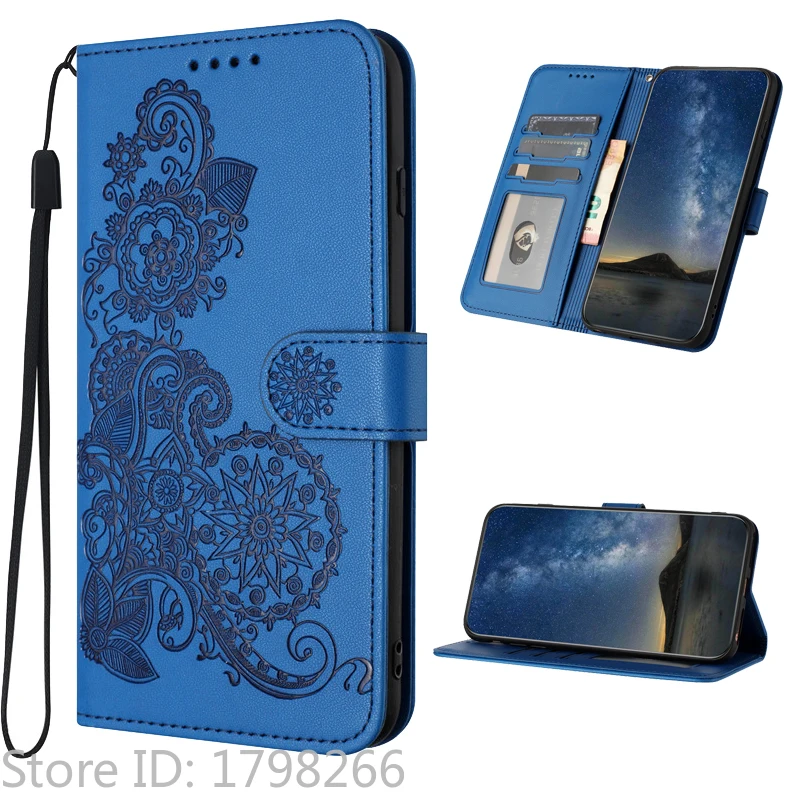 Luxury Pattern Flower Leather Phone Case - Flip Cover Wallet with Card Holder