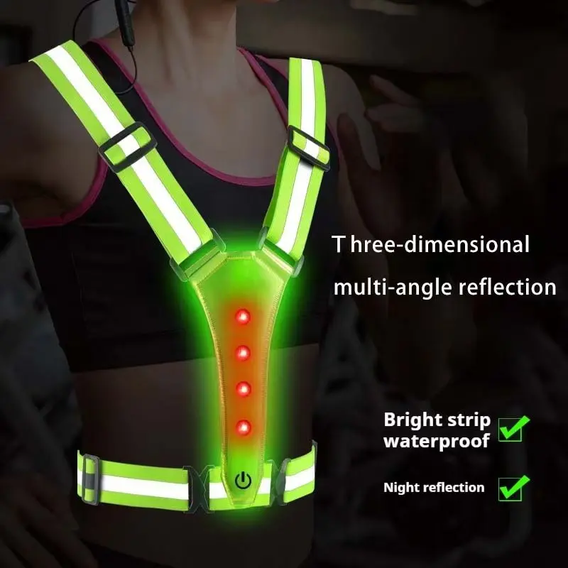 LED Running Vest LED Running Vest Reflective Glowing Reflector Straps High Cycling Visibility Night Running Riding Clothing Elastic Band