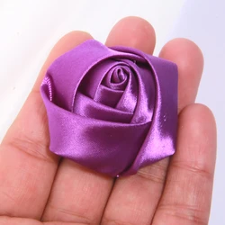 Set of 10 Large Rose Fabric Flowers for Creative DIY Accessories and Decorations (Purple)
