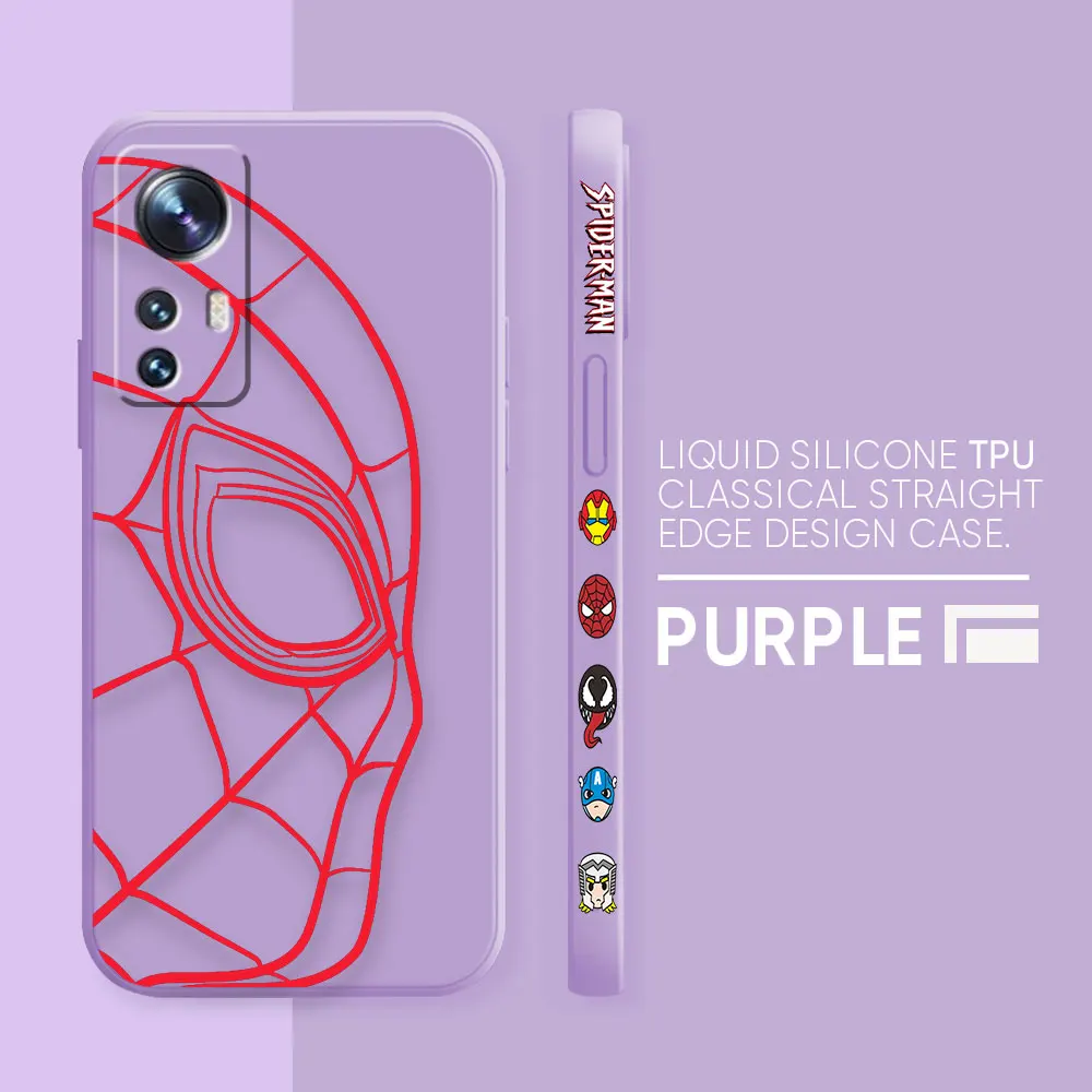thumbnail image 1 of Case For Xiaomi 13 12 12S 11 11T 10 10S 9 9SE 8 8SE Pro Ultra Lite Colour Simple Liquid Silicone Case Marvel Spider-Man RED Line, 1 of 5
