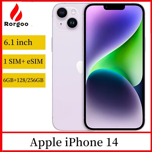 Apple iPhone 14 1SIM+eSIM 128GB/256GB ROM 6GB RAM 6.1" Genuine Super Retina OLED Face ID NFC A15 5G Original Mobile Cell phone