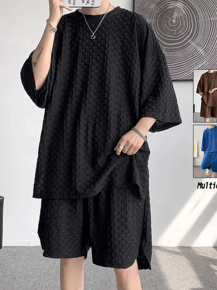 Men's Summer Seamless Ice Silk Sports Casual Suit