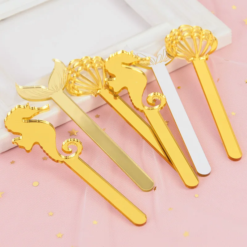 5Pcs Acrylic Ice Cream Sticks For Party Cake Decor