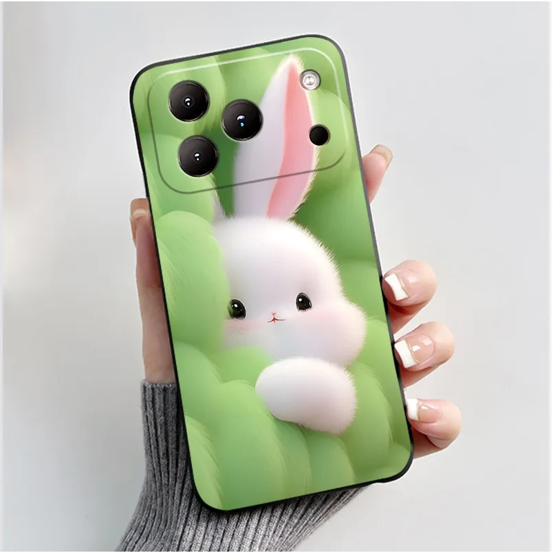 Luxury Cute Love Rabbit Black Silicone Soft Back Cover Case