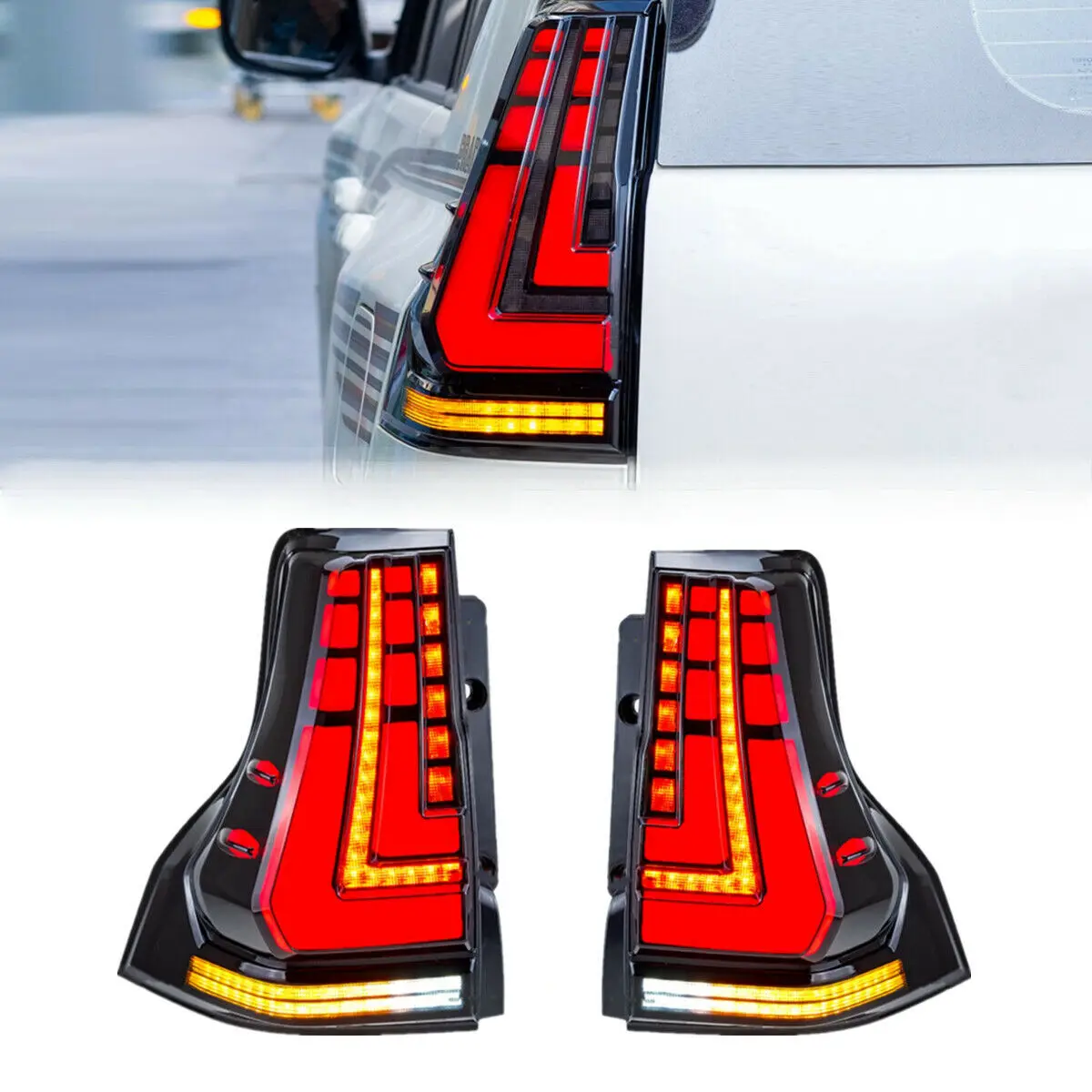 LED Tail Lights for Lexus GX460 2010-2021 Toyota Prado 2010-2021 with Start Animation DRL Rear Lamp Assembly Taillights