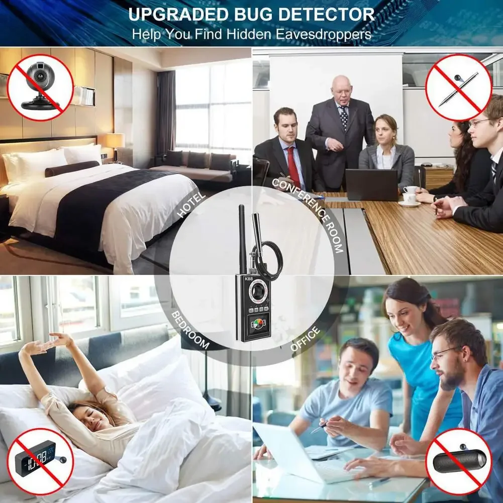 K88 Portable Profeessional Spy Hidden Camera Detector GPS Tracker Wireless Signal Finder Tech Gadgets for Security Protection