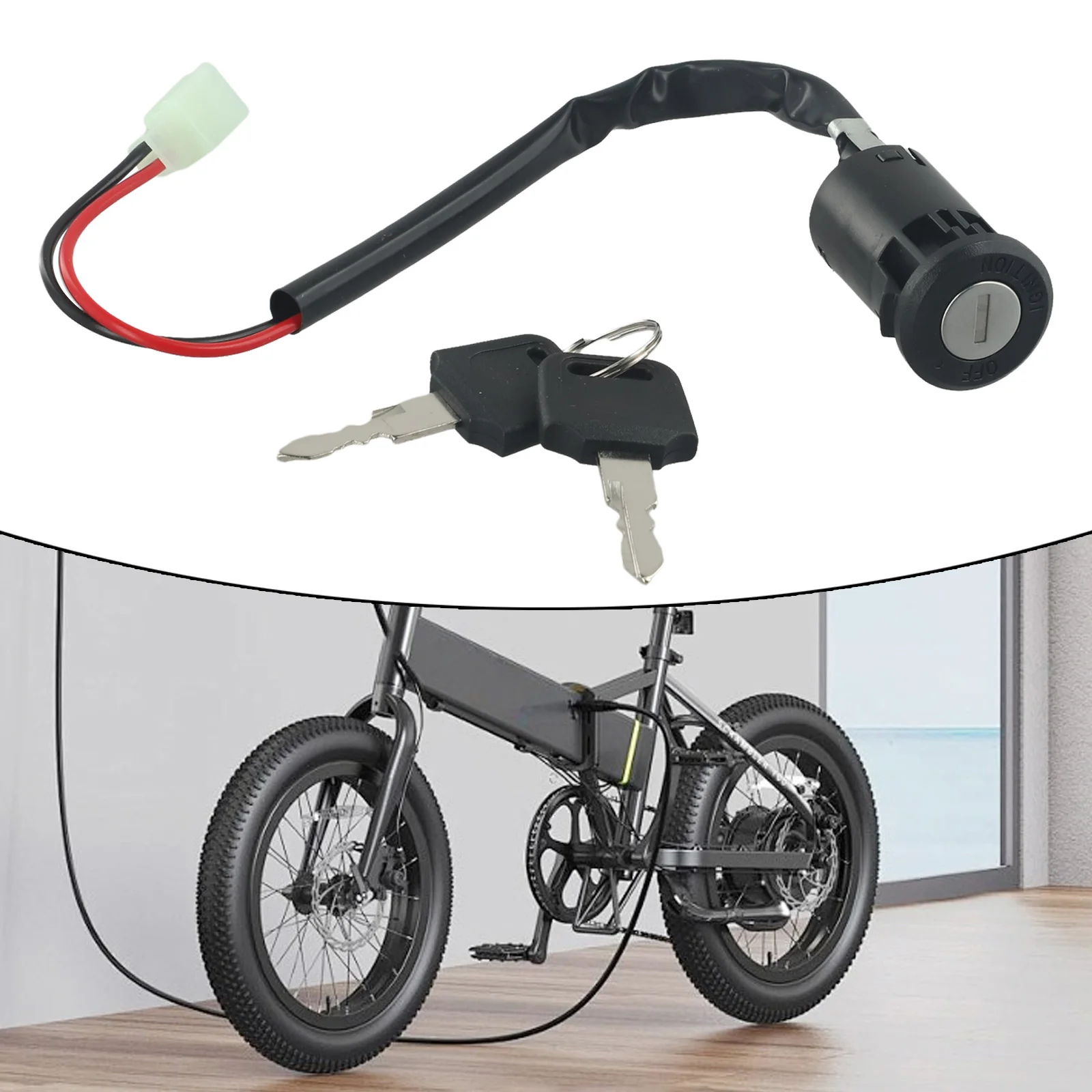 For E-Bike E-Bike Lock+Key Electric For Ignition Key Wire Bicycle Bike E-Bike LockKey MTB Parts Position Scooter