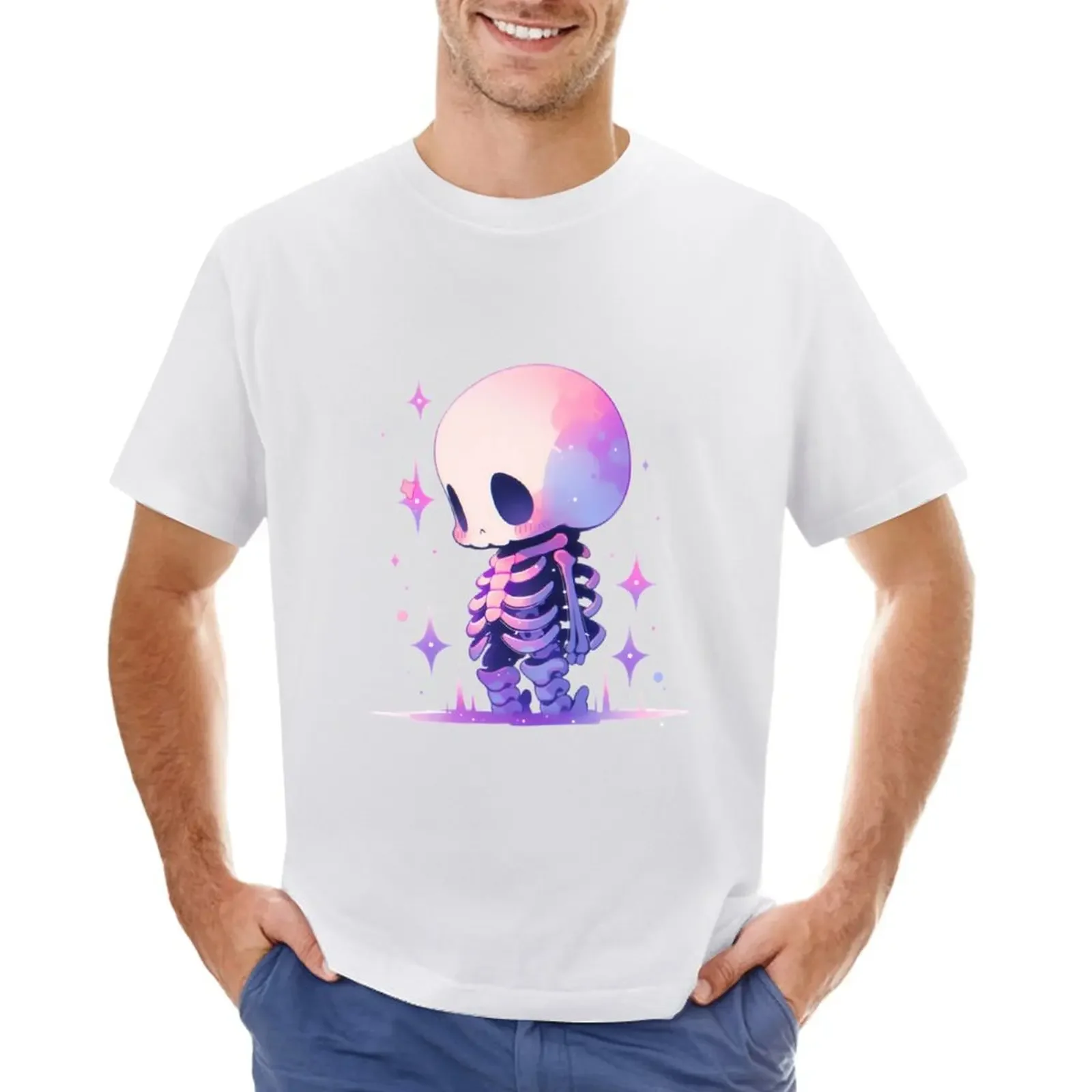 

Cute Kawaii Pastel Lonely Skeleton T-shirt cute tops sublime Blouse mens clothes