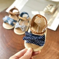 Infant Baby Girls Summer Sandals with Flower Bowknot Soft Sole Wedding Dress Flats Newborn First Walkers Crib Dress Shoes 3