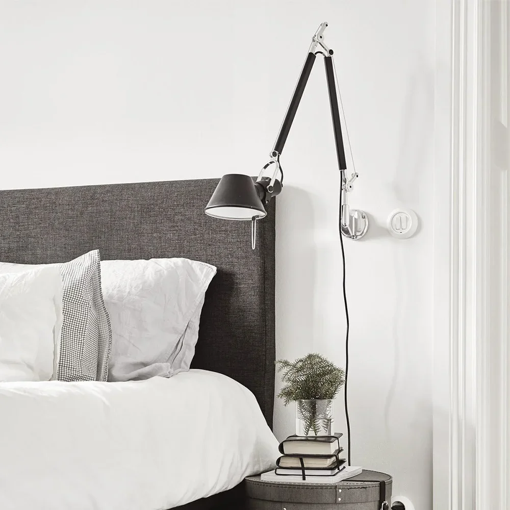 Nordic industrial style wall lamp, bedroom, bedside desk, reading, folding, long rod, rocker arm, long arm LED wall lamp 2