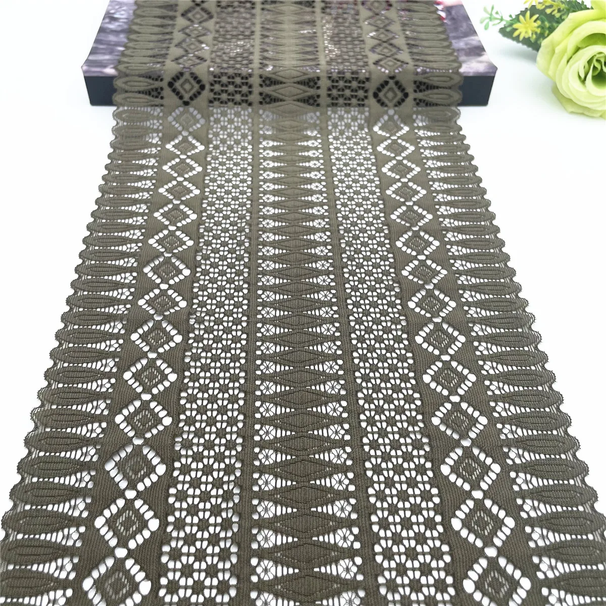 3y/lot Width 8 1/4 inch 21cm Olive Green Elastic Lace Trim Lingerie Sewing Craft DIY Apparel Fabric Lace Garment Accessory 1