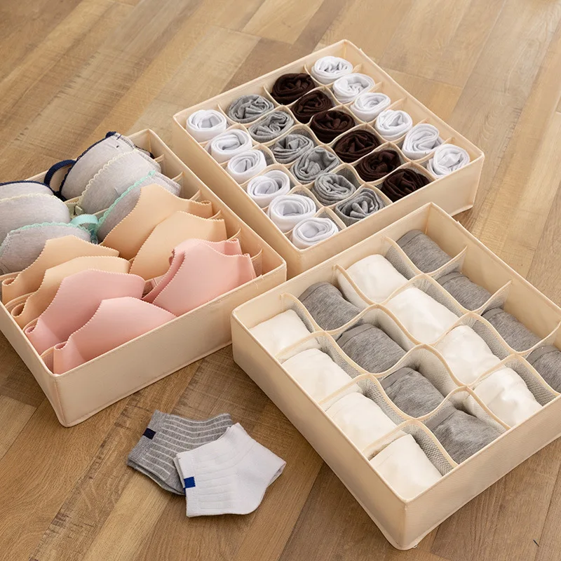 Home Solid Color Storage Box for Folding Socks Bra Underpants