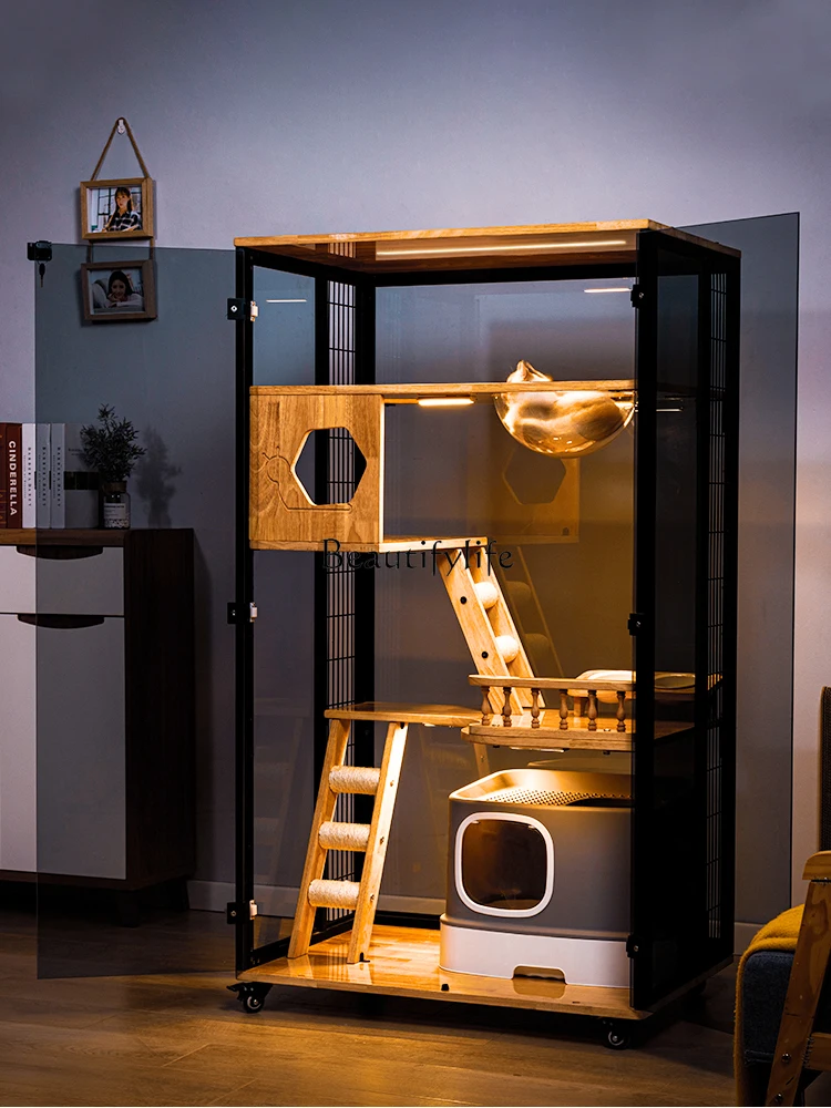 

Aluminum Alloy Cage Large Space Home Cat Cabinet Panoramic Luxury Glass Room