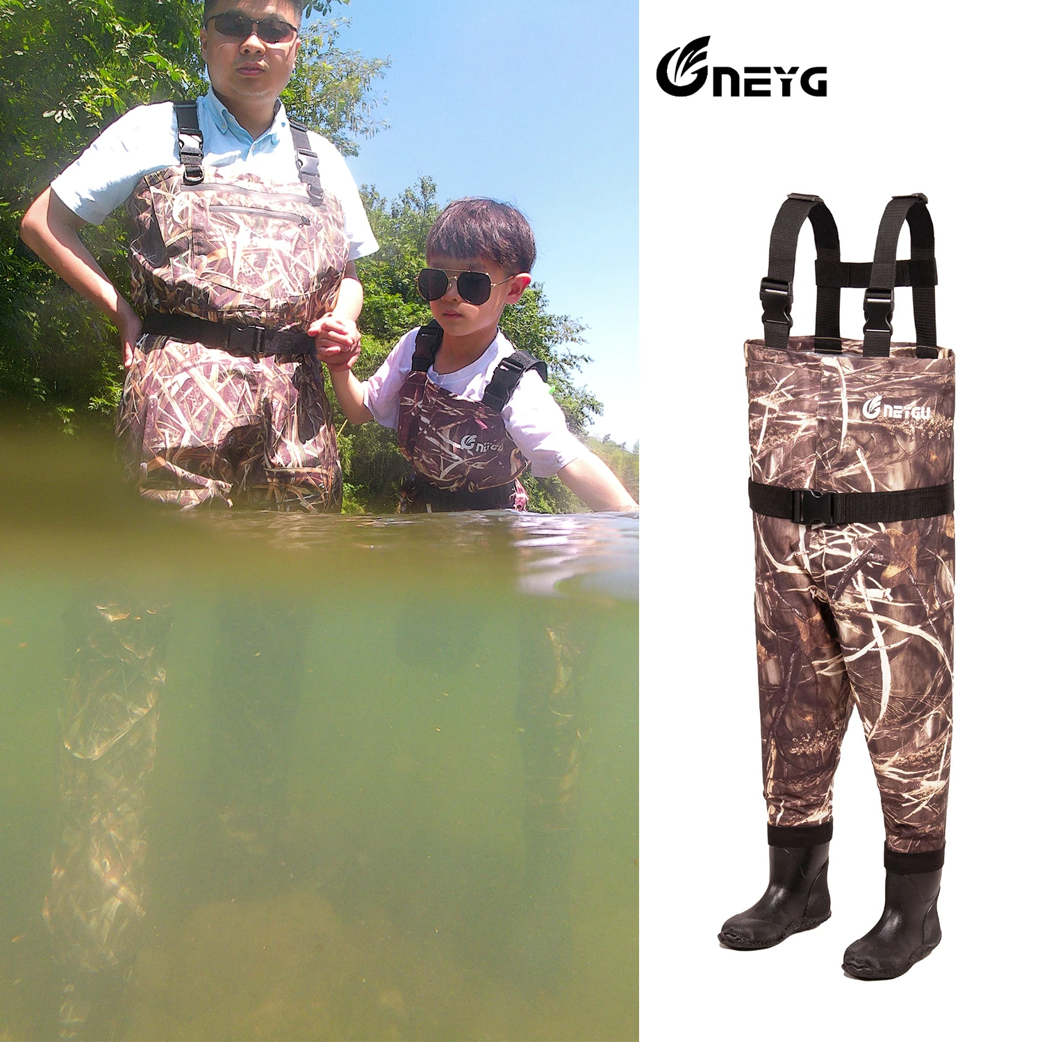 NeyGu Childrens Fishing Waders with Boots, Kids Chest Camo Waders with Boots,  youth fishing waders, toddlers boys fishing wader - AliExpress