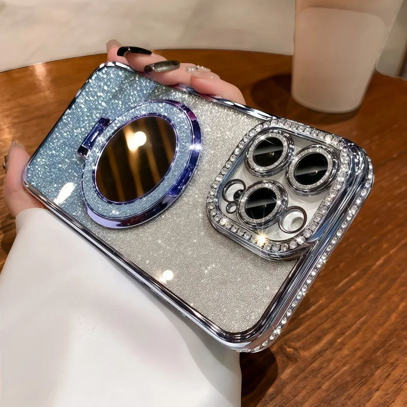 Luxurious Rhinestone Transparent Glitter Magnetic Protective Phone Case