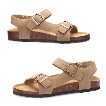 Comwarm New Women's Sandals with Cork Footbed Open Toe Adjustable Athletic Sandals Beach Sandals Women Comfort Flat Slippers