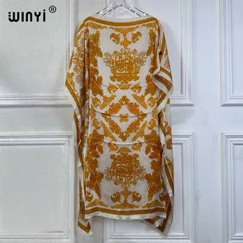 WINYI summer dresses sexy african women free size dress boho print beach wear party dresses Femme kaftan Muslim beach cover ups 1
