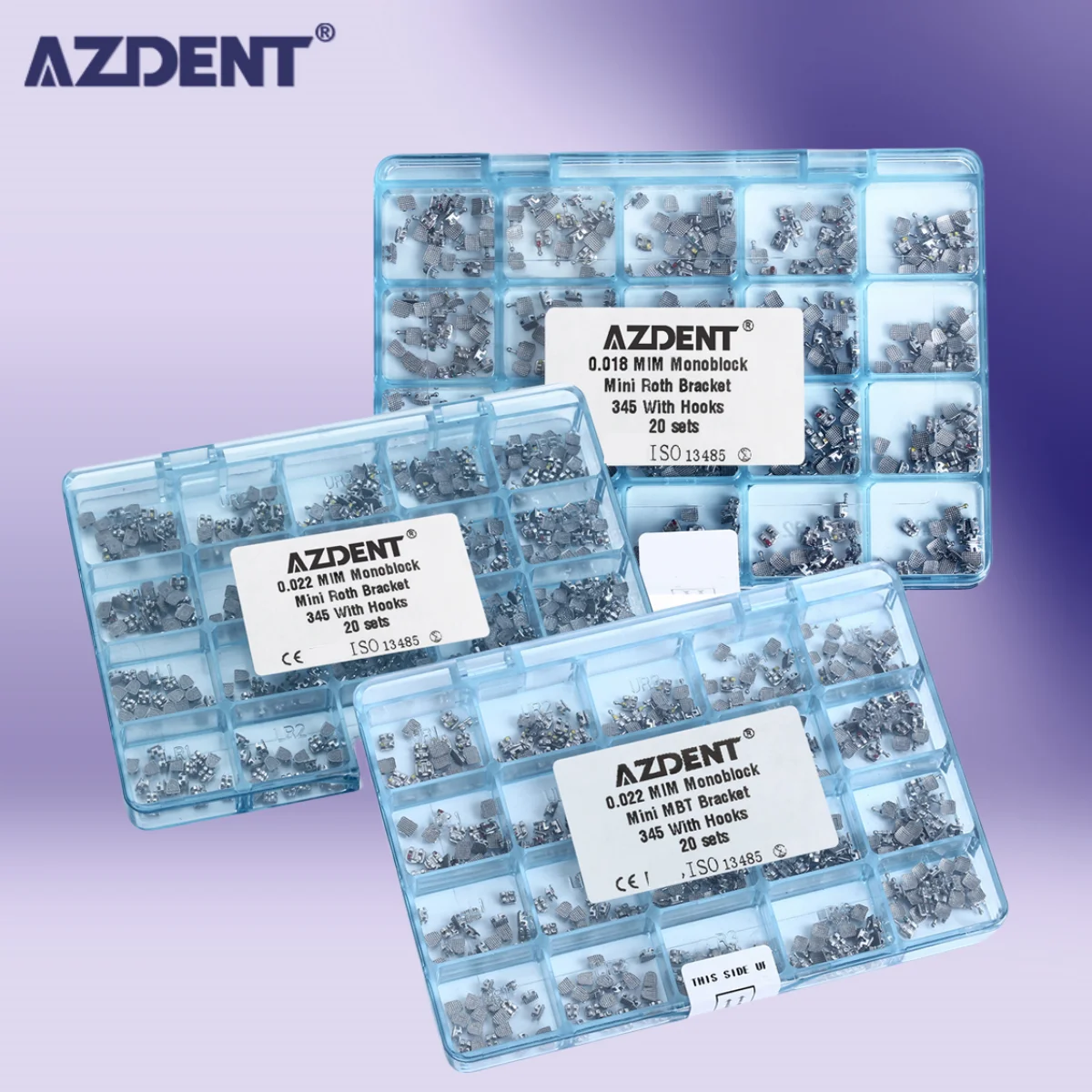 

AZDENT 20Sets/400pcs Dental Orthodontic MIM Monoblock Bracket Braces Mini Roth/MBT 018/022 Hooks 3-4-5