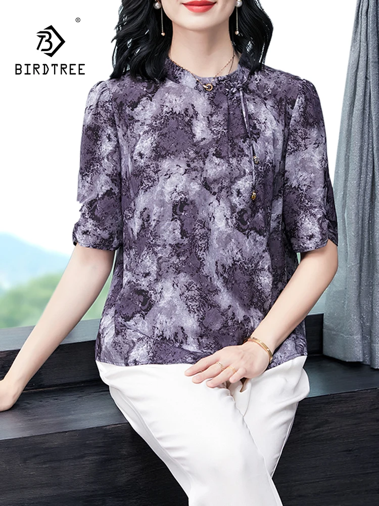 birdtree-90-real-silk-elegant-shirts-women-half-sleeve-stand-printed