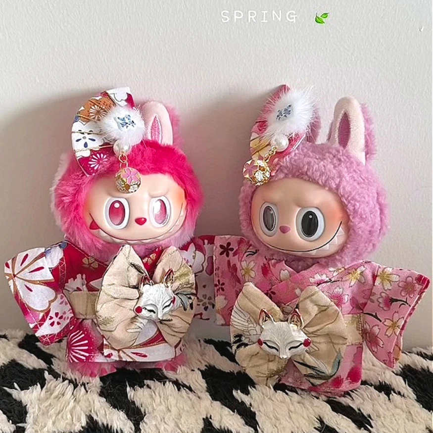 Multi-style Kimono Labubu Doll Outfit Koi Cherry Blossom Pattern