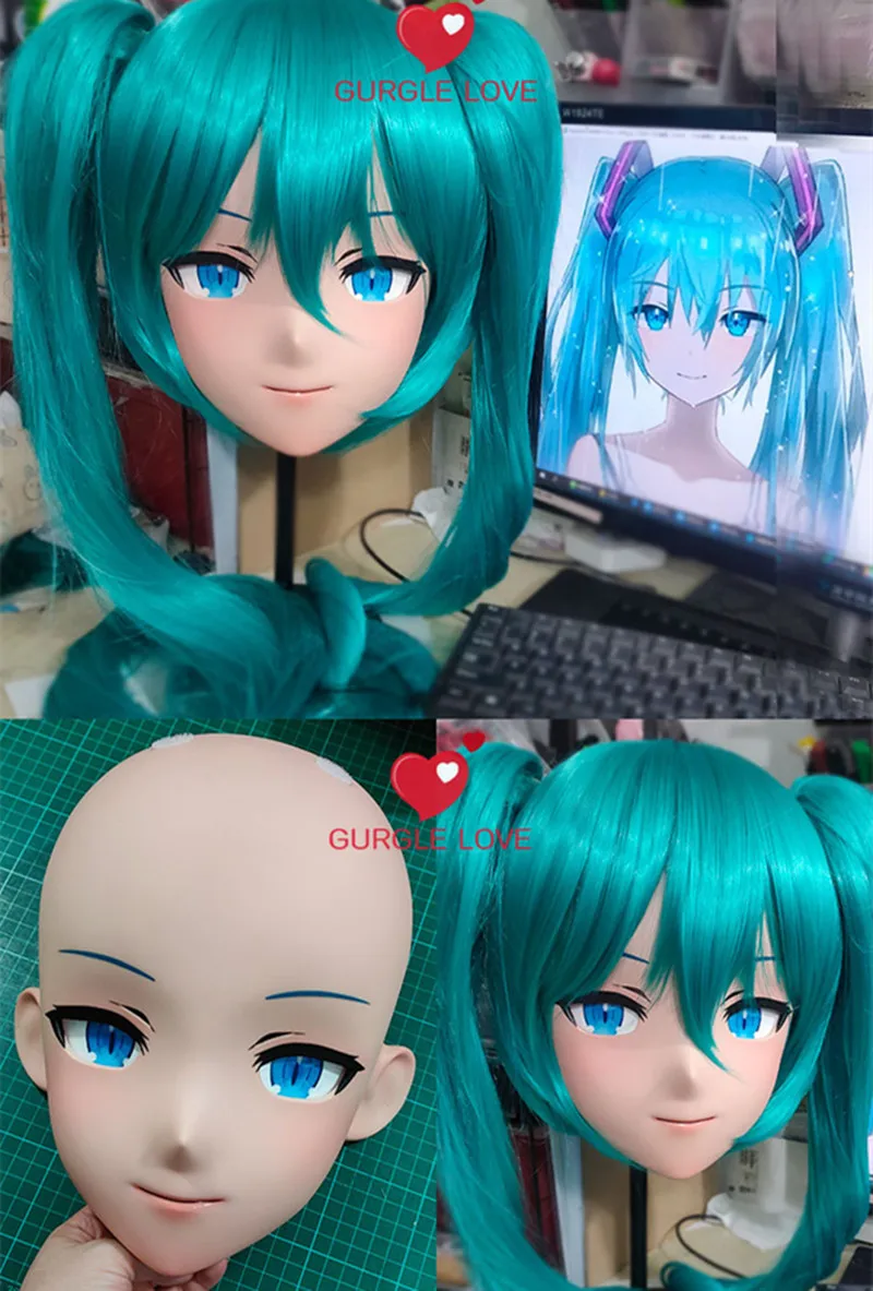 

(GL01) Custom Character Female Girl Resin Half Head Crossdressing Cosplay Japanese Anime Role Hatsune Miku Kigurumi Mask