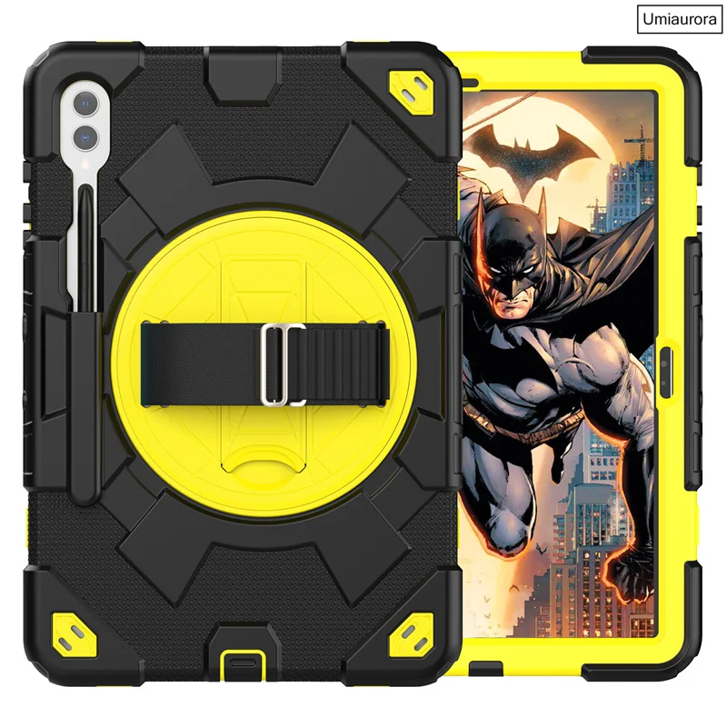 For Samsung Galaxy Tab S9 FE Plus 12.4 inch SM-X810 SM-X610 SM-X710 Tablet Case Kids PC Silicone Rotation Strap_voghion.com