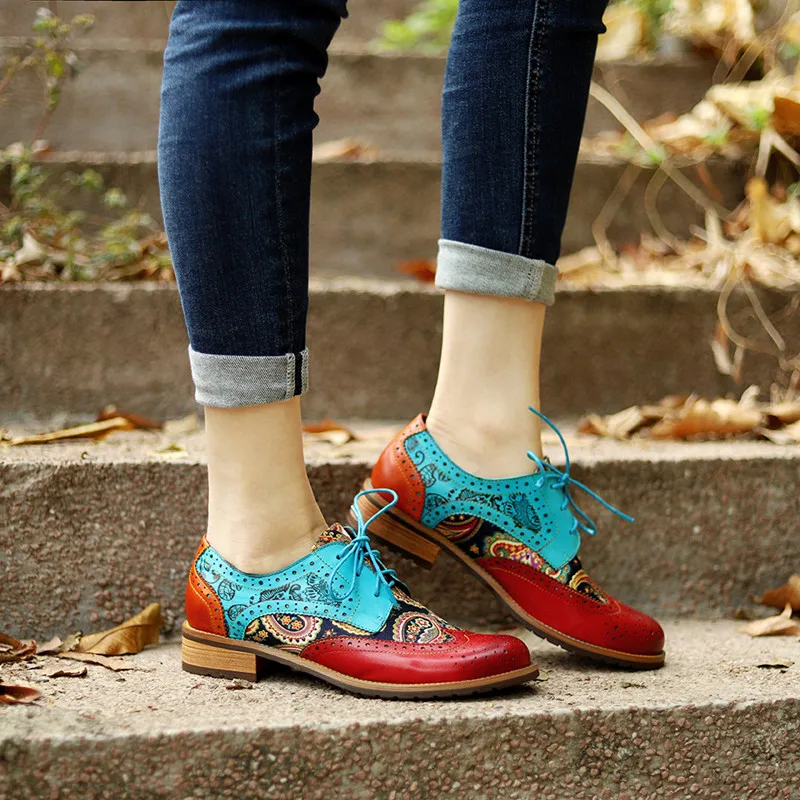 Preppy Style Autumn and Spring Retro Women's Shoe Genuine Leather Oxfords British Style Female Derby Shoes 36--42