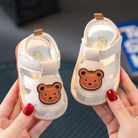 Summer Cooling Sandals for Baby Boys Girls Non-slip Soft Soled Shoes for Newborn Cute Bear Pattern Toddlers Sandals Slippers 6
